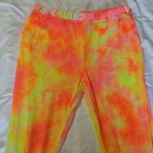 Discreet Women's Diamond Mesh Neon Multicolor Tie Dye Jogger Pants 3XL